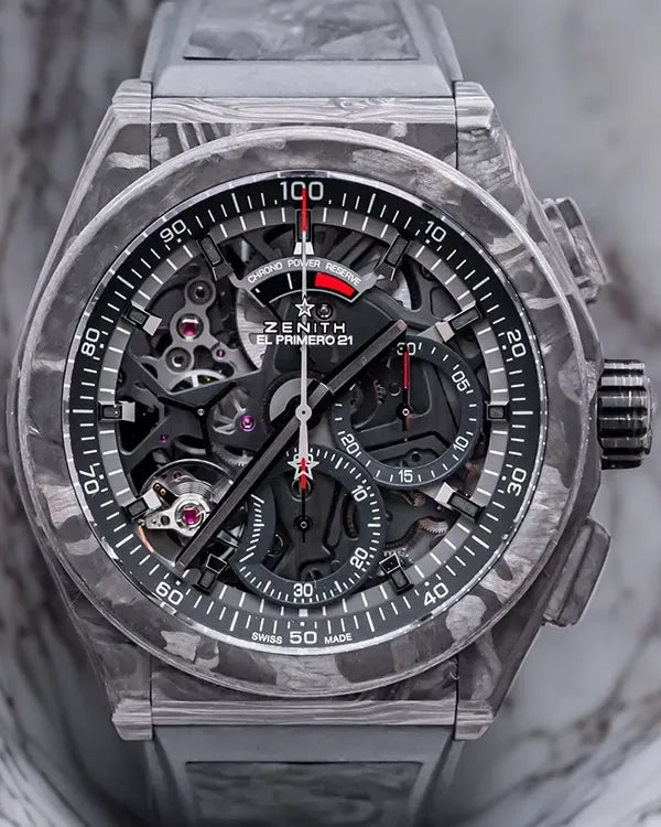 Zenith Defy El Primero 21 Forged Carbon 44MM Skeleton Dial Rubber Strap (10.9000.9004/96.R921)