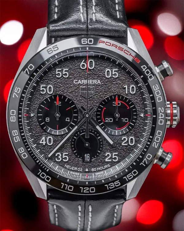 2021 Tag Heuer Carrera Porsche Chronograph S.E. 44MM Grey Dial Leather Strap (CBN2A1F.FC6492)