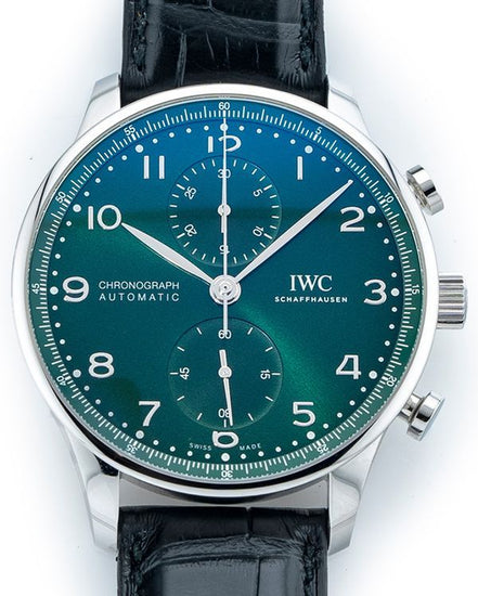 2020 IWC Schaffhausen Portugieser Chronograph 41MM Green Dial Leather Strap (IW371615)