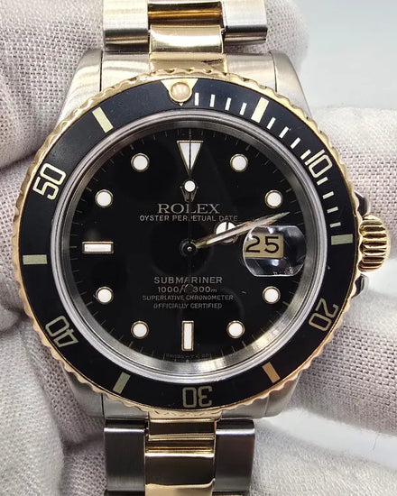 1987 (9 Mill Serial) Rolex Submariner Date 40MM Black Dial Two-Tone Oyster Bracelet (16803)