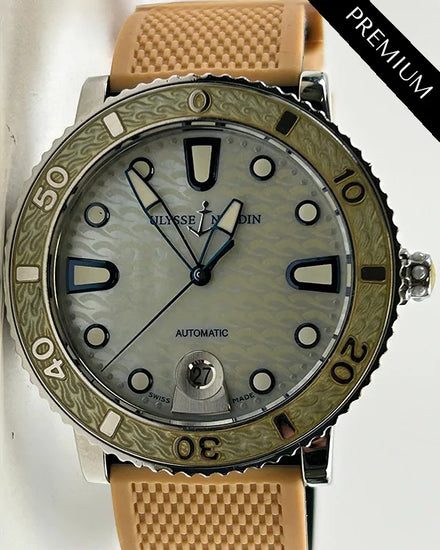 Ulysse Nardin Diver 40MM Mother Of Pearl Dial Aftermarket Rubber Strap (8103-101)