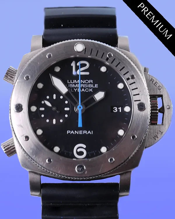 Panerai Submersible Luminor 1950 Flyback Chronograph L.E. 47MM Titanium Black Dial Rubber Strap (PAM00614)