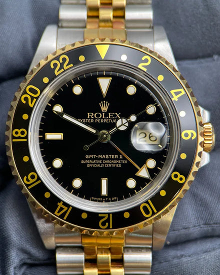 1991 (E Serial) Rolex GMT-Master II 40MM Black Dial Two-Tone Jubilee Bracelet (16713)