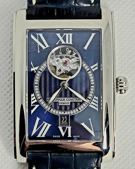 No Reserve - Frederique Constant Classics Carree 47MM Blue Dial Leather Strap (FC-315DNS4C26)