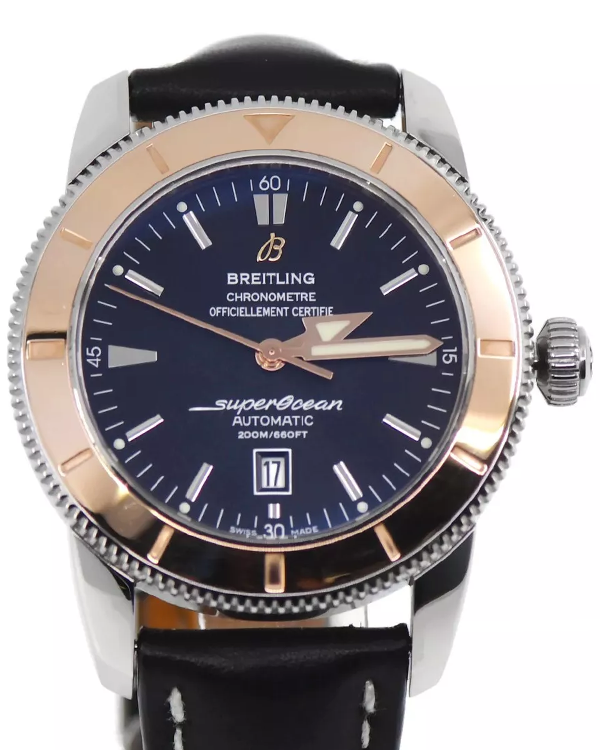 2013 Breitling Superocean Heritage 46MM Black Dial Leather Strap (U17320)