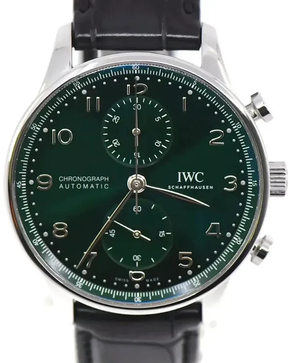 2022 IWC Schaffhausen Portugieser Chronograph 41MM Green Dial Leather Strap (IW371615)