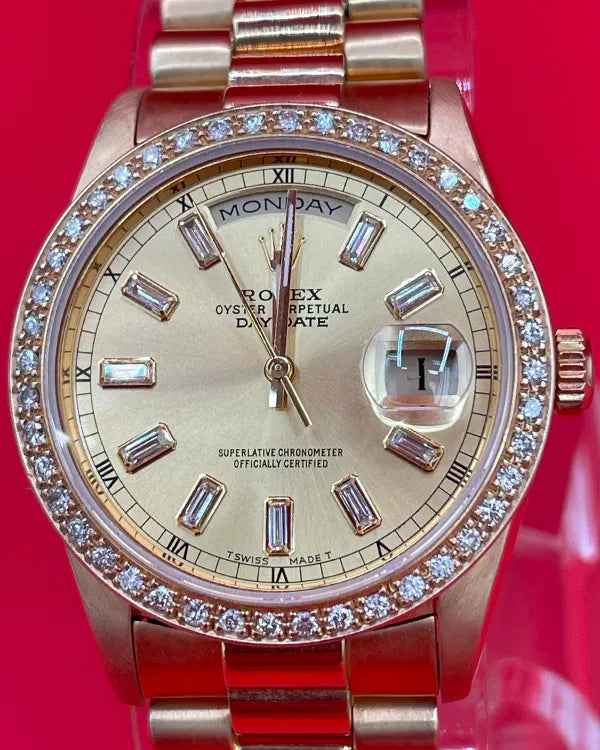 Rolex Day-Date 36MM Champagne Dial President Yellow Gold Bracelet (18238)