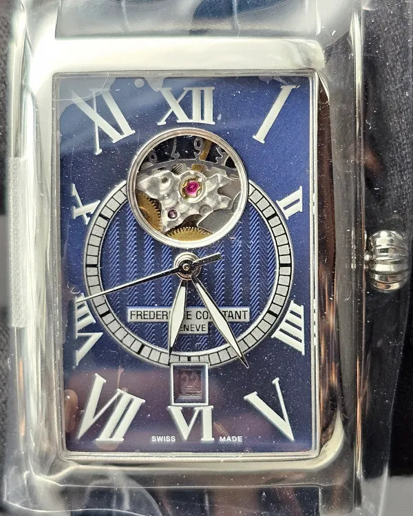 No Reserve - Frederique Constant Classics Carree 47MM Blue Dial Leather Strap (FC-315DNS4C26)