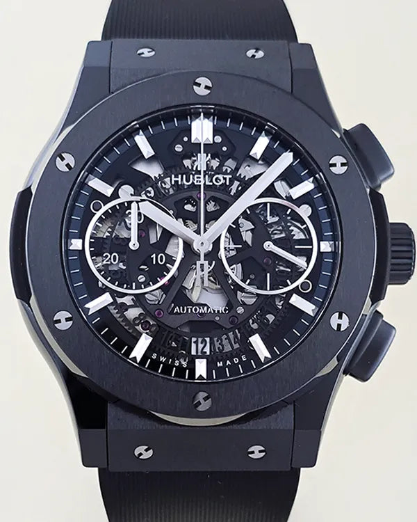 No Reserve - 2020 Hublot Classic Fusion Aerofusion "Black Magic" 45MM Skeleton Dial Rubber Strap (525.CM.0170.RX)