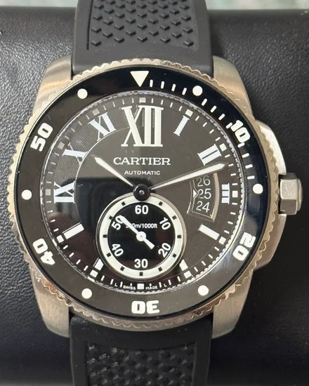 Cartier Calibre de Cartier Diver 42MM Black Dial Rubber Strap (W7100056)
