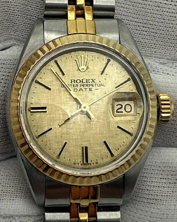 Rolex Datejust 26MM Champagne Linen Dial Two-Tone Jubilee Bracelet (6917)