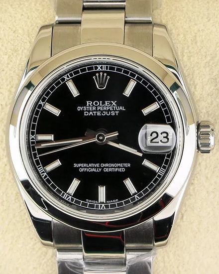 Rolex Datejust 31MM Black Dial Oyster Bracelet (178240)