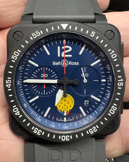 Bell & Ross BR 03 "Patrouille de France" L.E. 42MM Blue Dial Rubber Strap (BR0394-PAF1-CE/SRB)