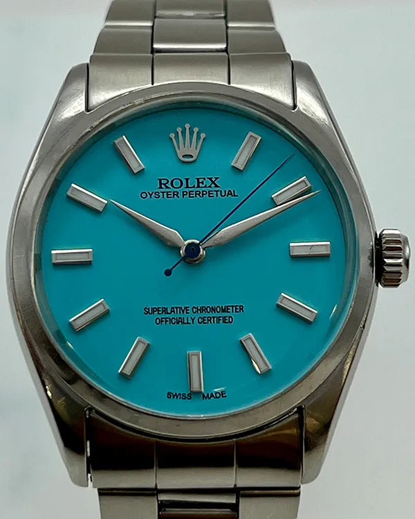 Rolex Oyster Perpetual 34MM Aftermarket Tiffany Blue Dial Oyster Bracelet (6564)