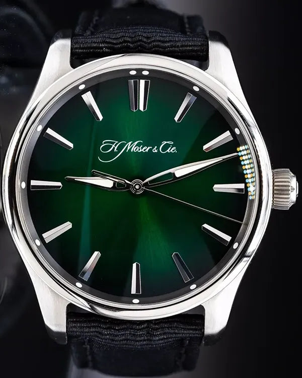 2021 H. Moser & Cie. Pioneer Centre Seconds 42.8MM Green Dial Textile Strap (3200-1202)