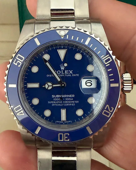 No Reserve - 2020 Rolex Submariner Date "Smurf" 40MM Blue Dial White Gold Oyster Bracelet (116619LB)