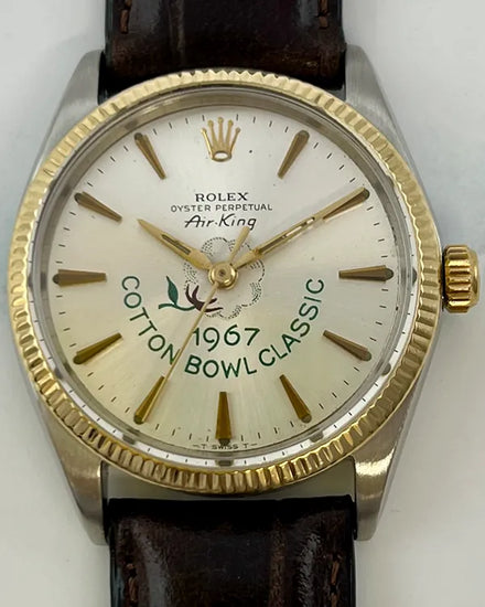 1967 Rolex Air-King "Cotton Bowl Classic" 34MM Silver Dial Aftermarket Leather Strap (5501)