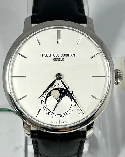 Frederique Constant Slimline Moonphase 42MM Silver Dial Leather Strap (FC-705S4S6)