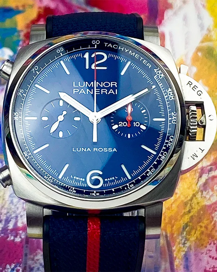2021 Panerai Luminor Chrono Luna Rossa 44MM Blue Dial Rubber Strap (PAM01303)