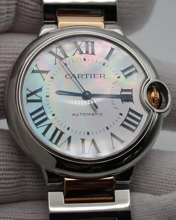 Cartier Ballon Bleu 36MM Mother of Pearl Dial Two-Tone Bracelet (W6920033)