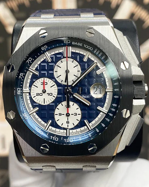 2015 Audemars Piguet Royal Oak Offshore Chronograph 44MM Blue Dial Leather Strap (26401PO.OO.A018CR.01)