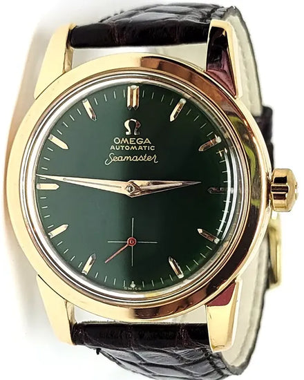 Rare Omega Seamaster Vintage Luxury 34.2MM Green Dial Aftermarket Leather Strap (2846/48)