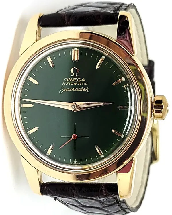 Omega Seamaster Vintage Luxury 34.2MM Green Dial Aftermarket Leather Strap (2846/48)
