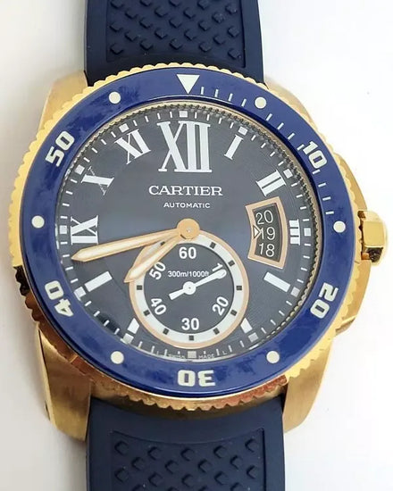 Cartier Calibre de Cartier 42MM Blue Dial Rubber Strap (3730)