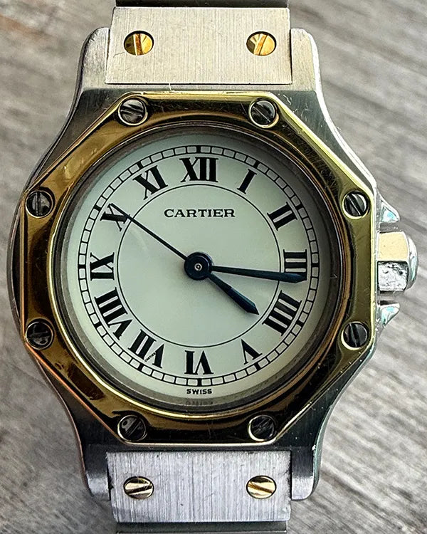 Cartier Santos Octagon 25MM White Dial Two-Tone Bracelet (0907)