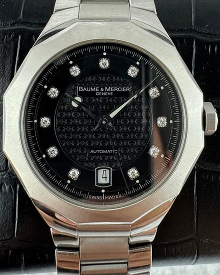 Baume & Mercier Riviera 38MM Black Dial Steel Bracelet (8714)