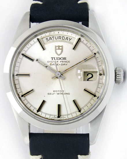Tudor Prince Date Day 37.5MM Silver Dial Aftermarket Leather Strap (7017/0)