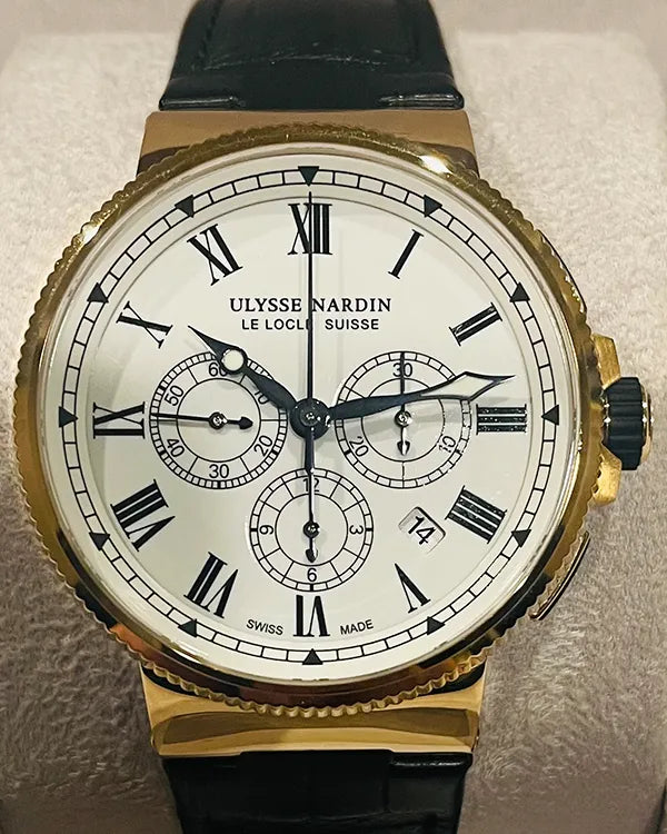 Ulysse Nardin Marine Chronograph L.E. 43MM White Dial Leather Strap (1506-150LE)