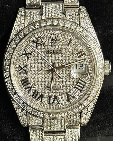 No Reserve - 2021 Rolex Datejust 41MM Aftermarket Diamond Dial Aftermarket Diamonds Oyster Bracelet (126300)