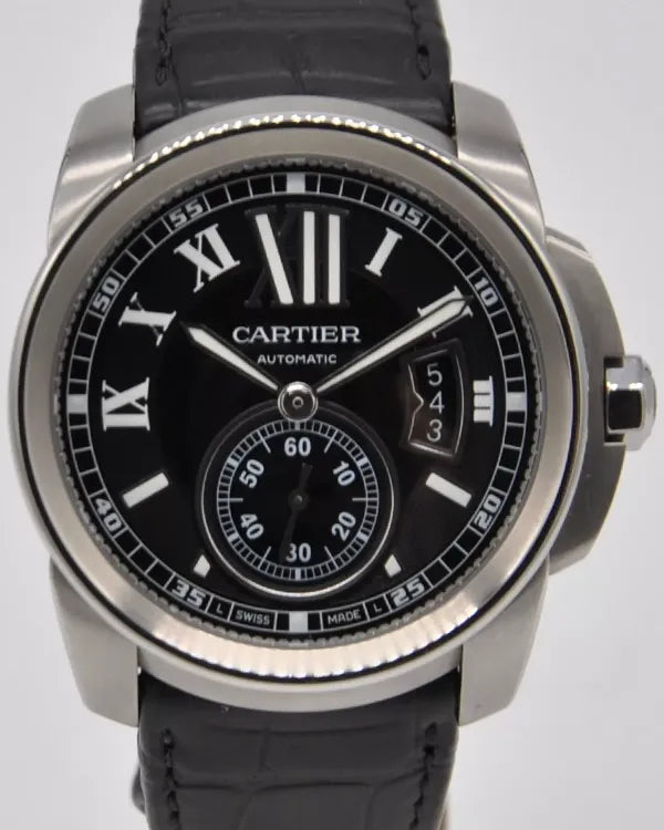 Cartier Calibre de Cartier 42MM Black Dial Leather Strap (W7100041)