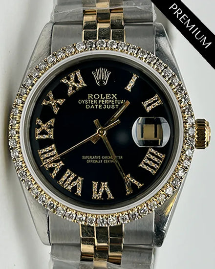 Rolex Datejust 36MM Aftermarket Black Dial Two-Tone Aftermarket Jubilee Bracelet (1601)