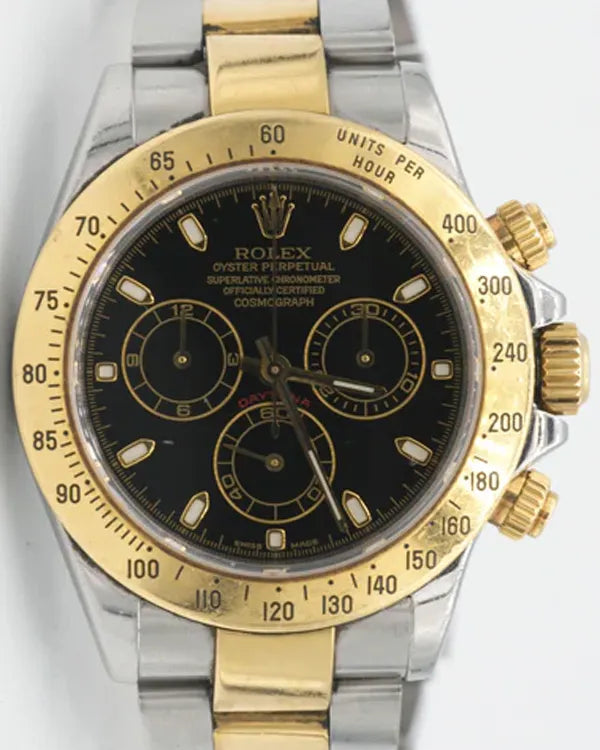 2002 (Y Serial) Rolex Cosmograph Daytona 40MM Black Dial Two-Tone Bracelet (116523)