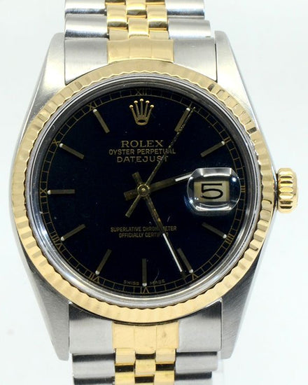 Rolex Datejust 36MM Black Dial Two-Tone Jubilee Bracelet (16013)