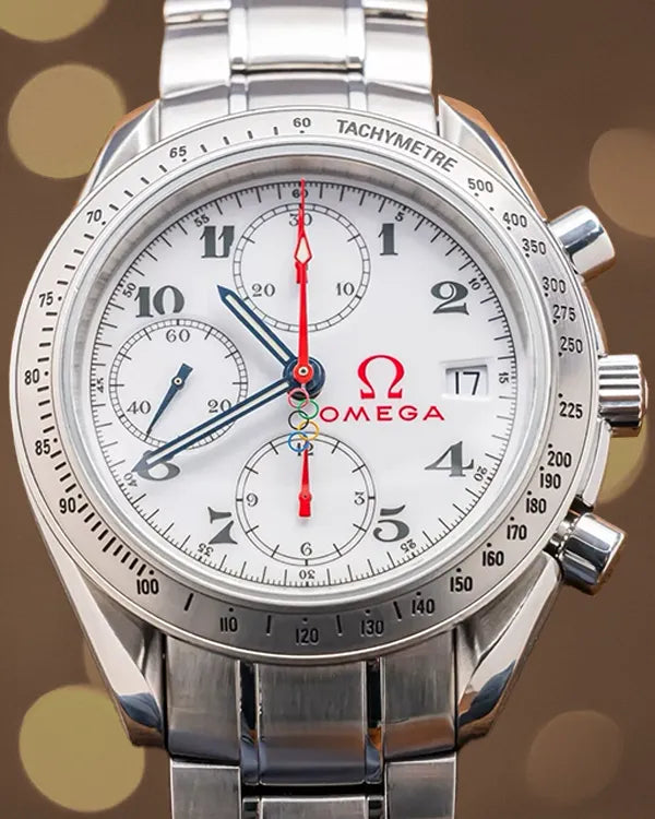Omega Speedmaster Date Specialties Olympic Games S.E. 40MM White Dial Steel Bracelet  (323.10.40.40.04.001)