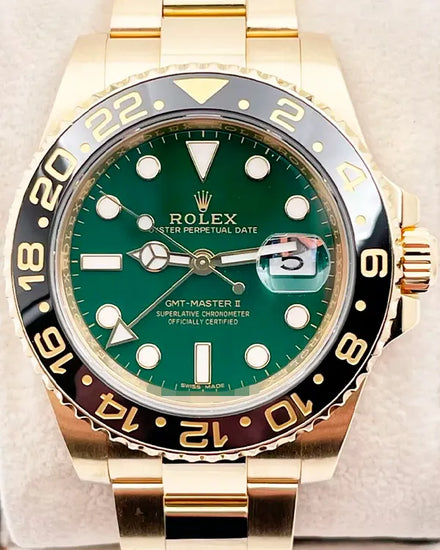 Rolex GMT-Master II 40MM Green Dial Yellow Gold Oyster Bracelet (116718)