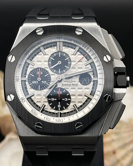 2015 Audemars Piguet Royal Oak Offshore Chronograph 44MM Cream White Dial Rubber Strap (26400SO.OO.A002CA.01)