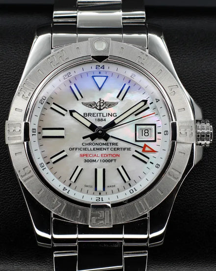 No Reserve - 2017 Breitling Avenger II GMT 43MM Mother-Of-Pearl Dial Steel Bracelet (A32390)