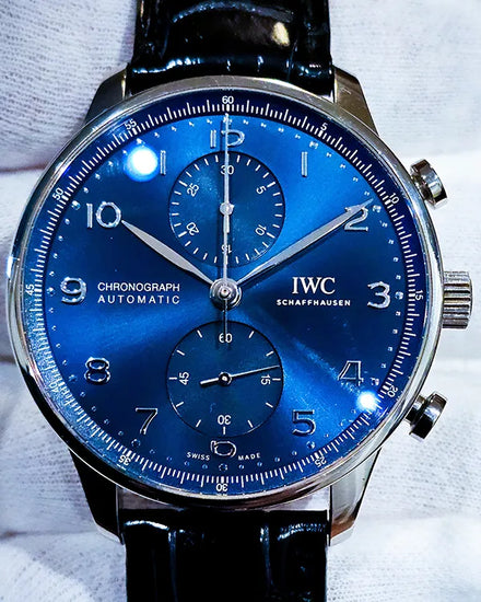 2020 IWC Schaffhausen Portugieser Chronograph 41MM Blue Dial Leather Strap (IW371606)