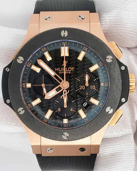 Hublot Big Bang Chronograph 44MM Black Carbon Fiber Dial Rubber Strap (301.PM.1780.RX)