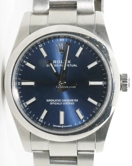 2022 Rolex Oyster Perpetual 34MM Blue Dial Oyster Bracelet (124200)