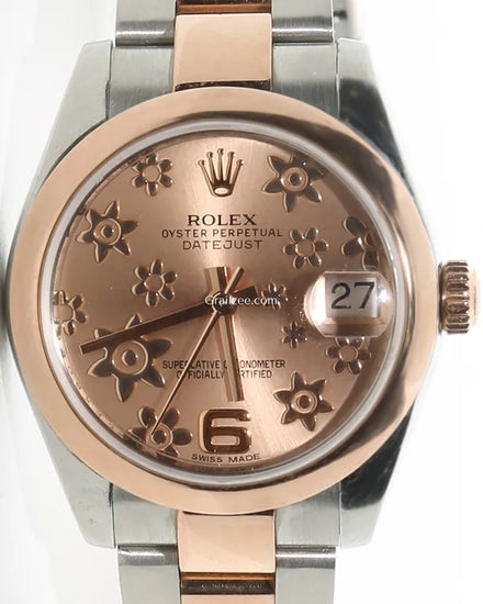 Rolex Datejust 31MM Pink "Floral Motif" Dial Two-Tone Oyster Bracelet (178241)