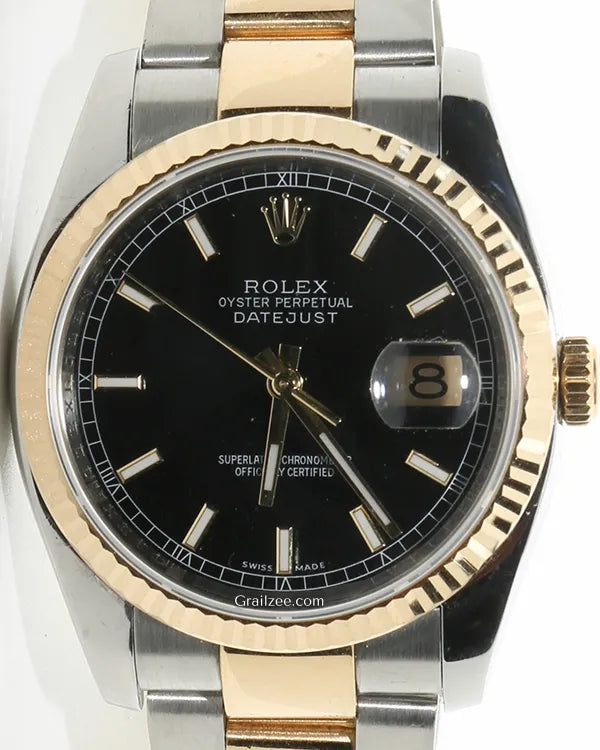 Rolex Datejust 36MM Black Dial Two-Tone Oyster Bracelet (116233)