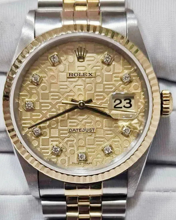 1995 (W serial) Rolex Datejust 36MM Champagne "Jubilee" Dial Two-Tone Jubilee Bracelet (16233)