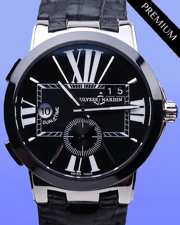 Ulysse Nardin Executive Dual Time 43MM Black Dial Rubber Strap (243-00)