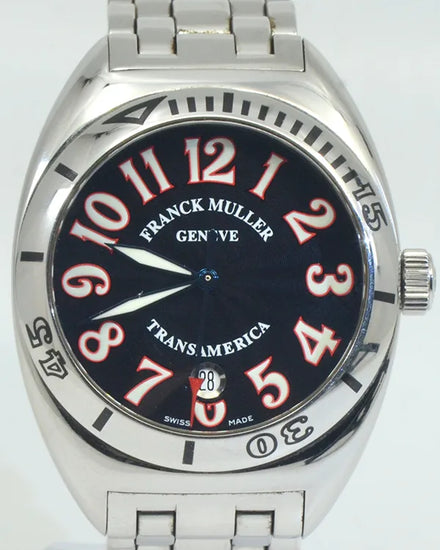 Franck Muller Round Transamerica 40MM Black Dial Steel Bracelet (2000 SC P)