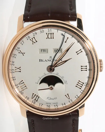 Blancpain Villeret 42MM Silver Dial Leather Strap (6639-3642-55B)